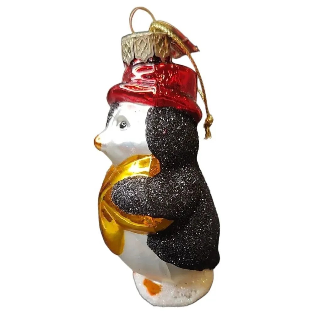 Gold Star Top Hat Penguin Snowman Hand Blown Glass Ornament Thomas Pacconi 2002